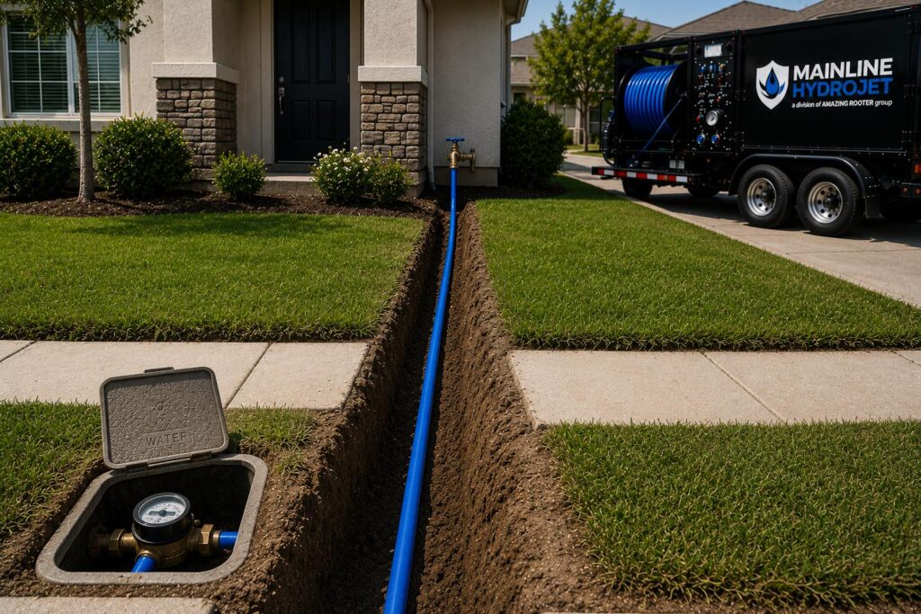 Replacing a water line running from the meter to a home
